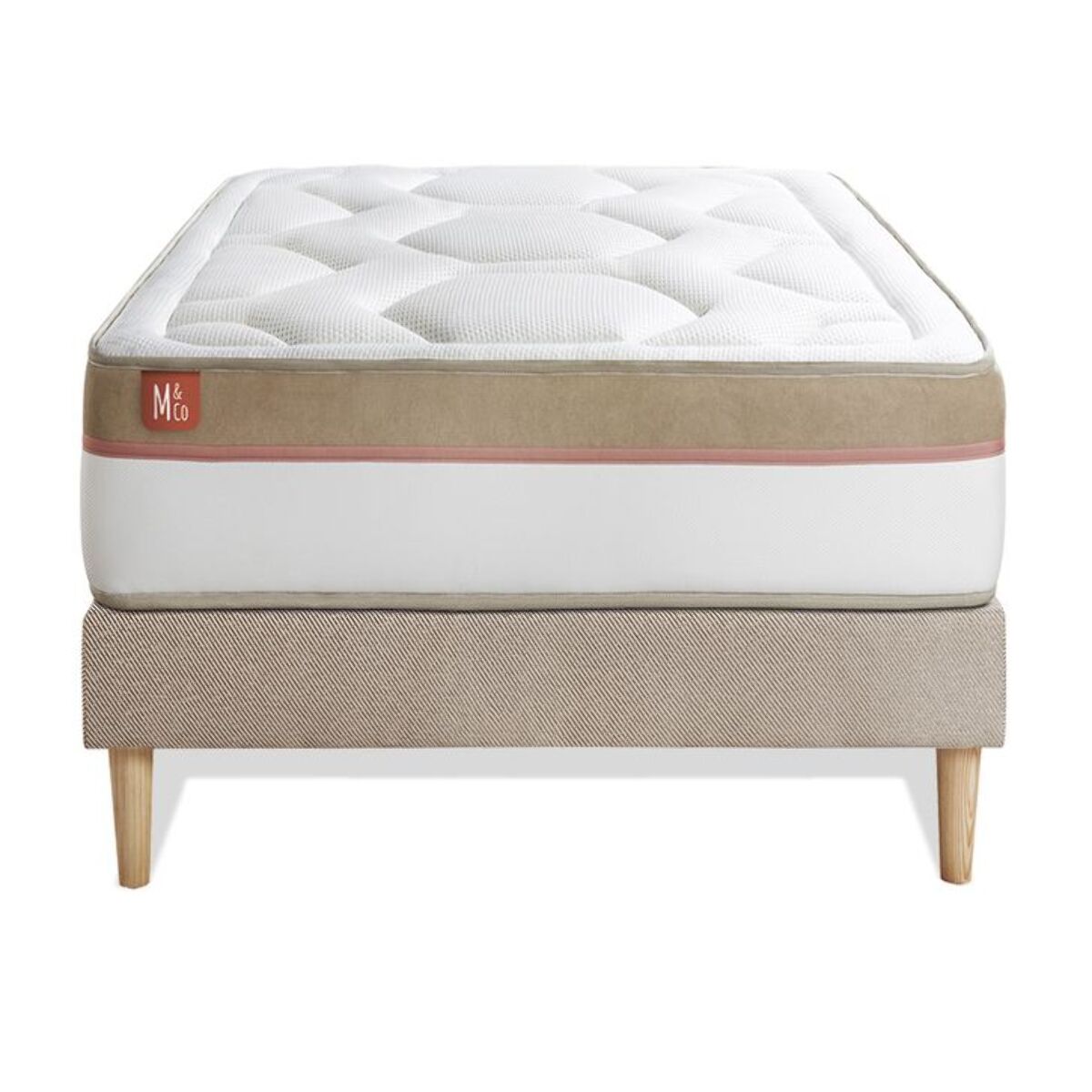 Ensemble Matelas Le Cosy - 30cm - Mémoire de forme - Confort durable - Sommier Tapissier Beige