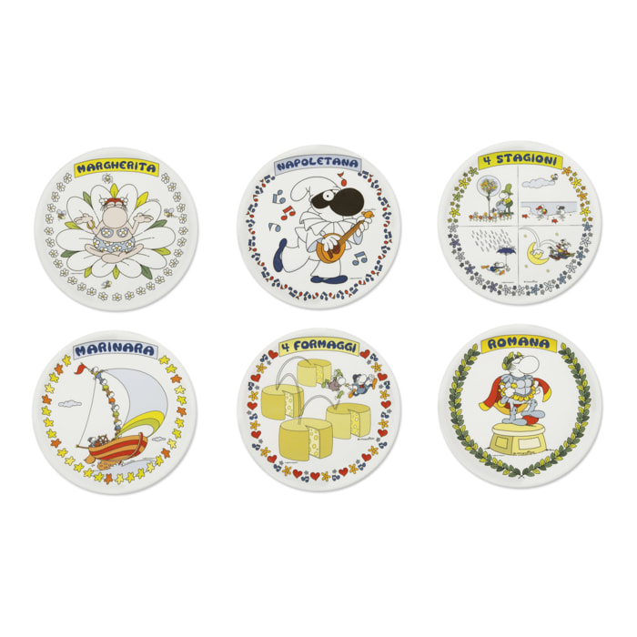 Set 6 Piatti Pizza Excelsa – Mordillo, Porcellana Multicolore