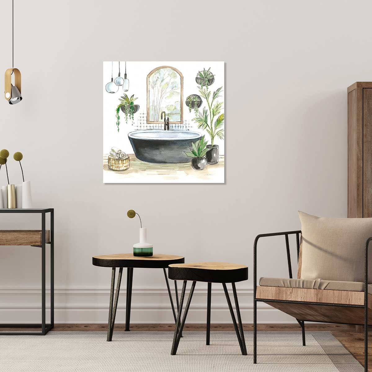 Tableau deco Baignoire de rêve vert Toile imprimée