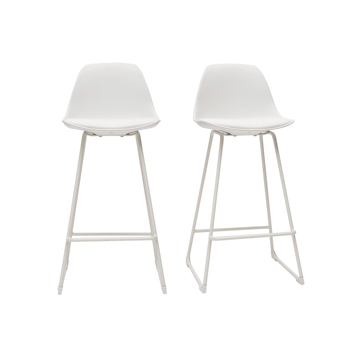 Tabourets de bar design blancs pieds métal 65 cm (lot de 2) FRANZ