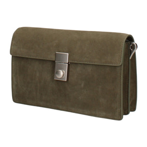 Borsa a tracolla da donna Made in Italy - Celeste Prime - Pelle scamosciata - 24.0 x 15.0 x 7.0 cm