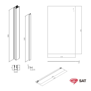 Walk-in 120x200cm Paroi en verre Crystal Glass® 8 mm anticalcaire, avec bras et profilés or (SATBWI120PRZ)
