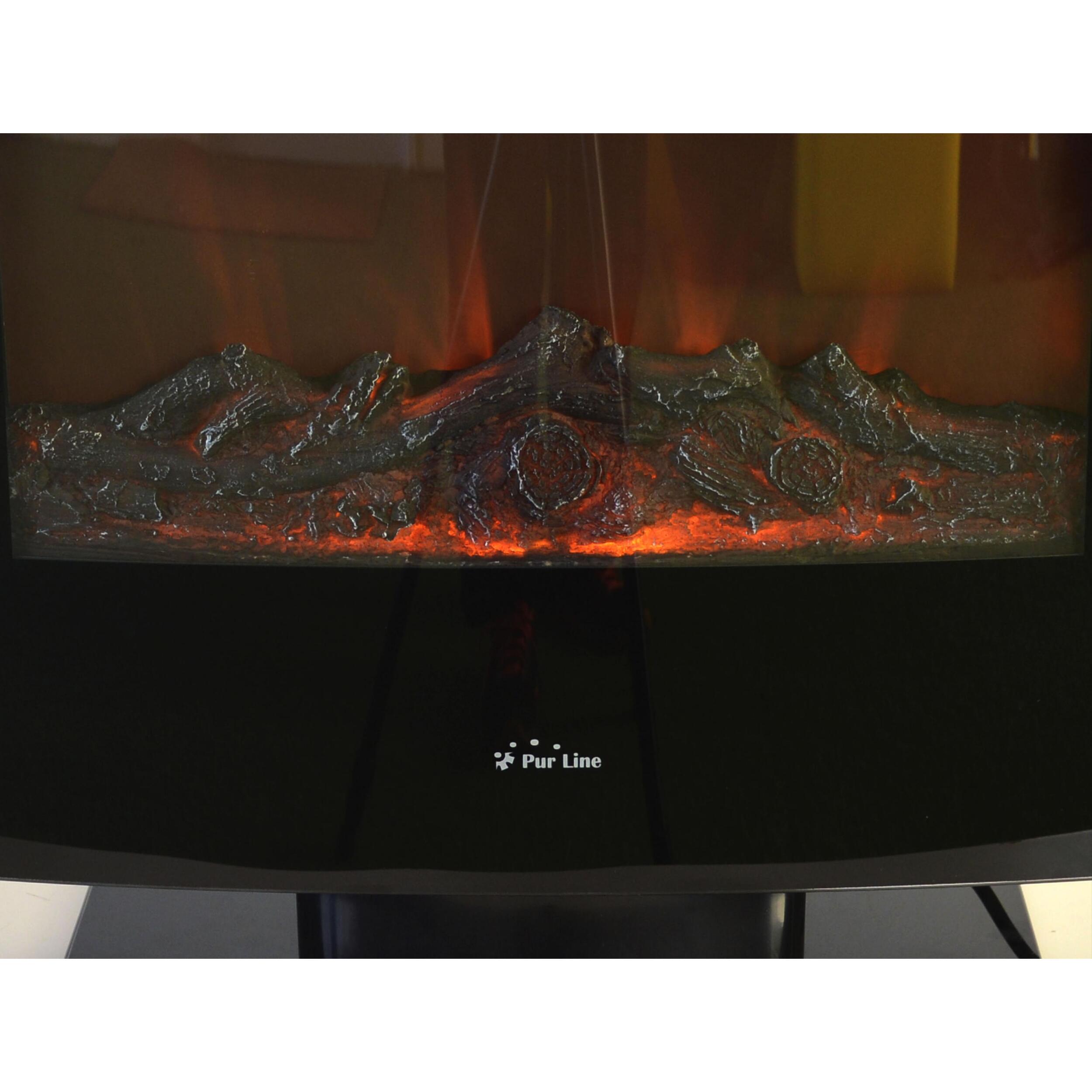 Cheminée électrique 2kW verre trempé noir avec télécommande