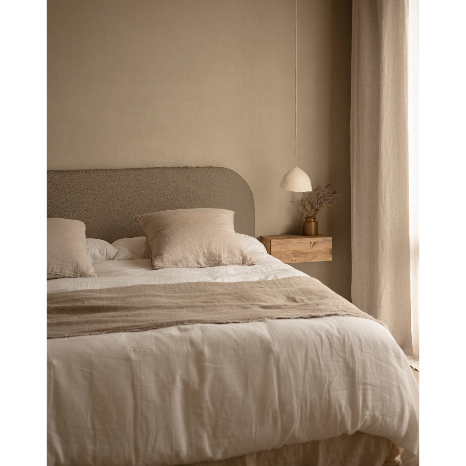Tête de lit déhoussable en bouclé marron en différentes tailles