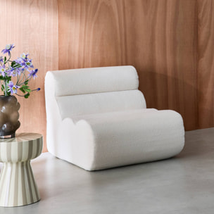 Chauffeuse bouclette texturée blanc 1 place - L 81 x P 99 x H 75cm - Nova