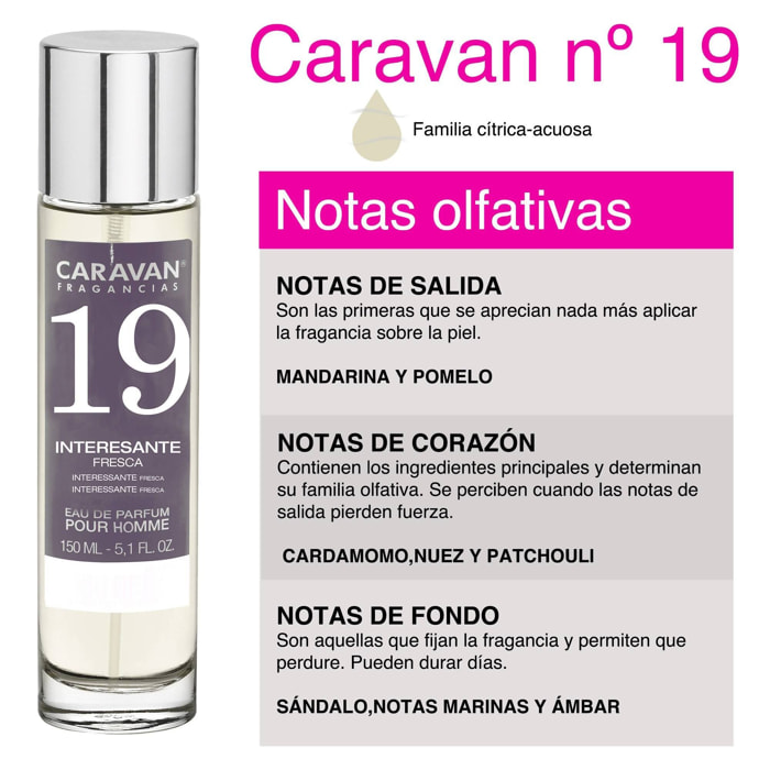 Caravan fragancias - caja de regalo con 2 perfumes nº19 de 150 ml, para hombre
