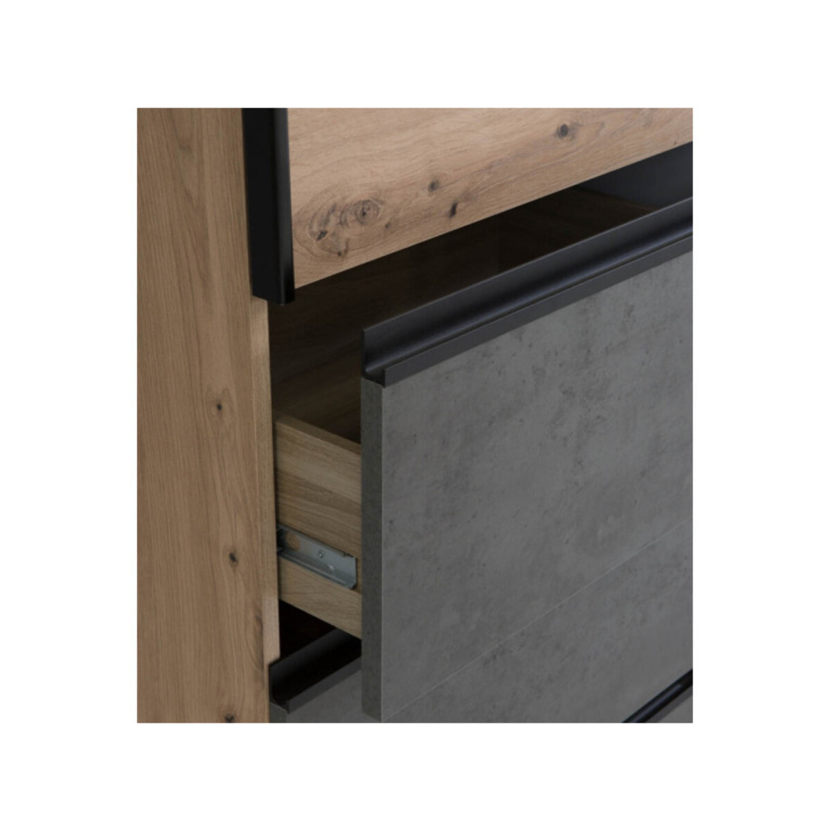 Armoire portes coulissantes 3 tiroirs L200 cm - 2 coloris - LOOKY