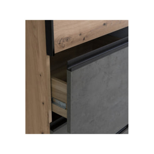 Armoire portes coulissantes 3 tiroirs L200 cm - 2 coloris - LOOKY