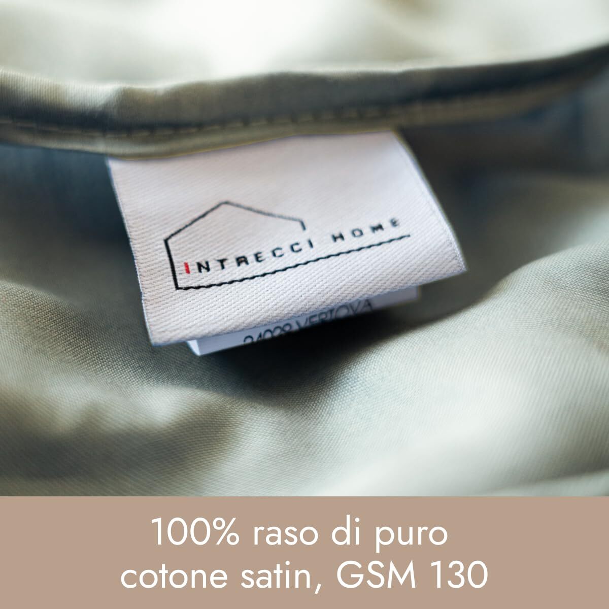 Intrecci Home Lenzuolo con Angoli, Lenzuolo Sotto in Raso di Puro Cotone Satin,Made in Italy, Morbidezza Suprema, Elegante e Confortevole, Tinta Unita