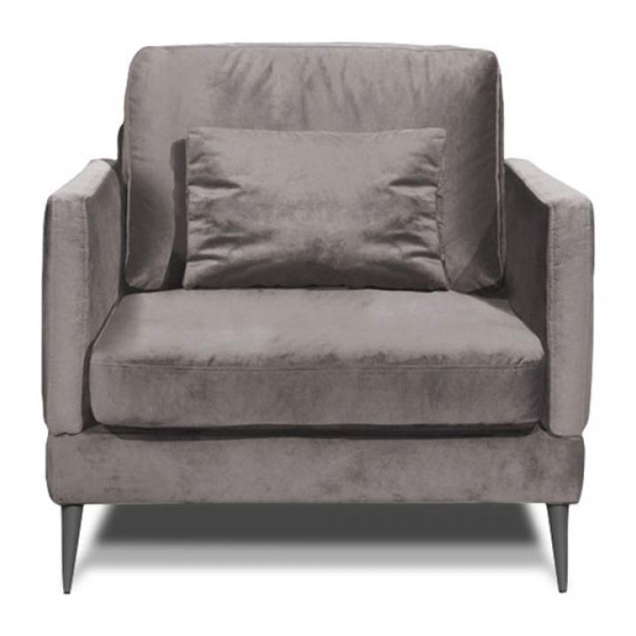 Fauteuil Splendido Velours Gris clair - 1 Place