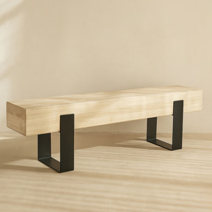 Banc en bois et pieds en métal noir ORA