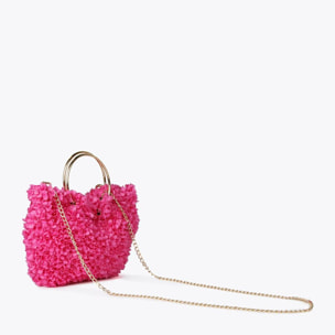 Mini borsa manici in metallo tessuto a fiori