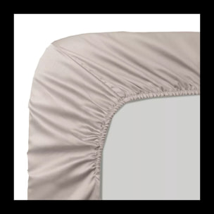 Drap housse b40 satin de coton uni anthracite Ava uni taupe