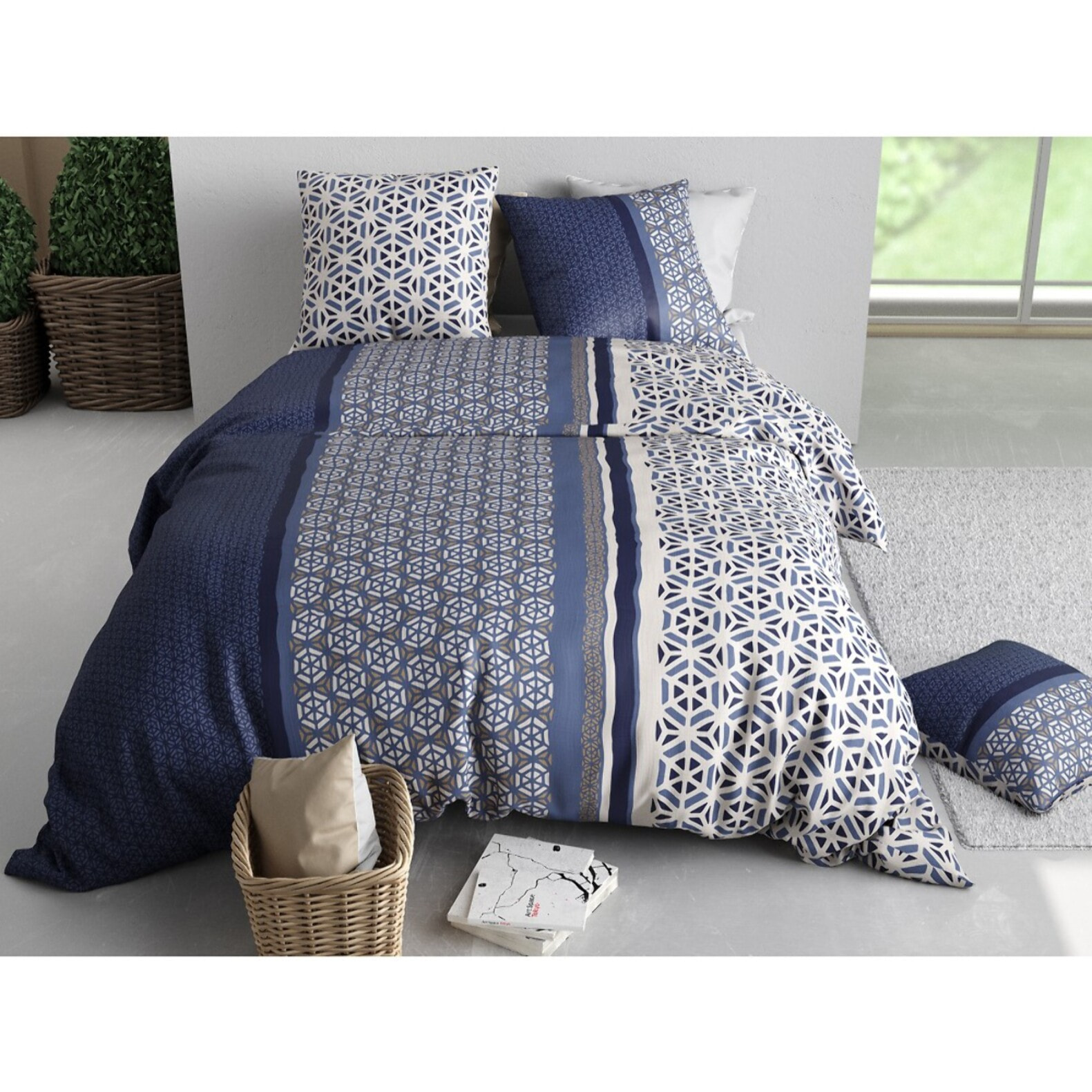 Parure housse de couette imprimée + 2 taies Mil