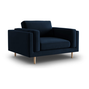 Fauteuil "Christian" en velours bleu foncé