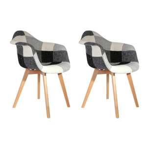Fauteuil Scandinave Patchwork Gris - Lot De 2