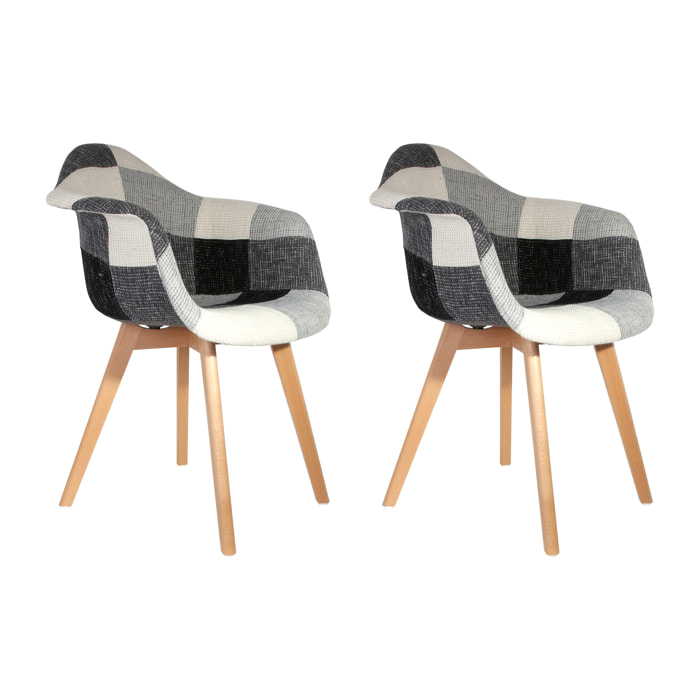 Fauteuil Scandinave Patchwork Gris - Lot De 2