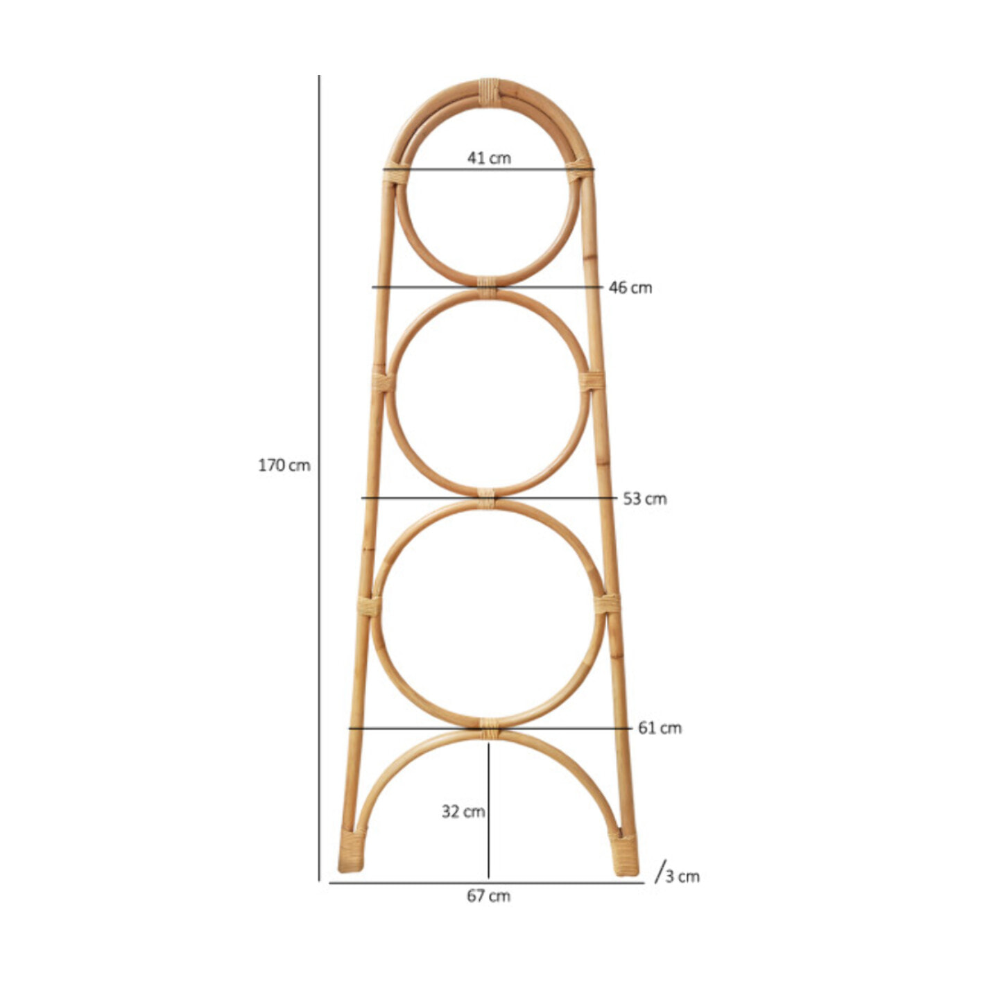 Porte-serviette en rotin de 170 cm à formes - NINON