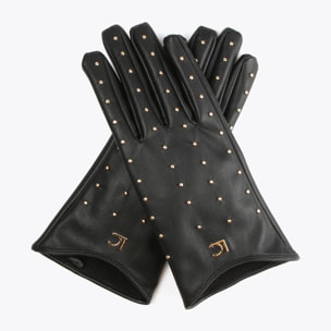 Guanto effetto pelle con borchie