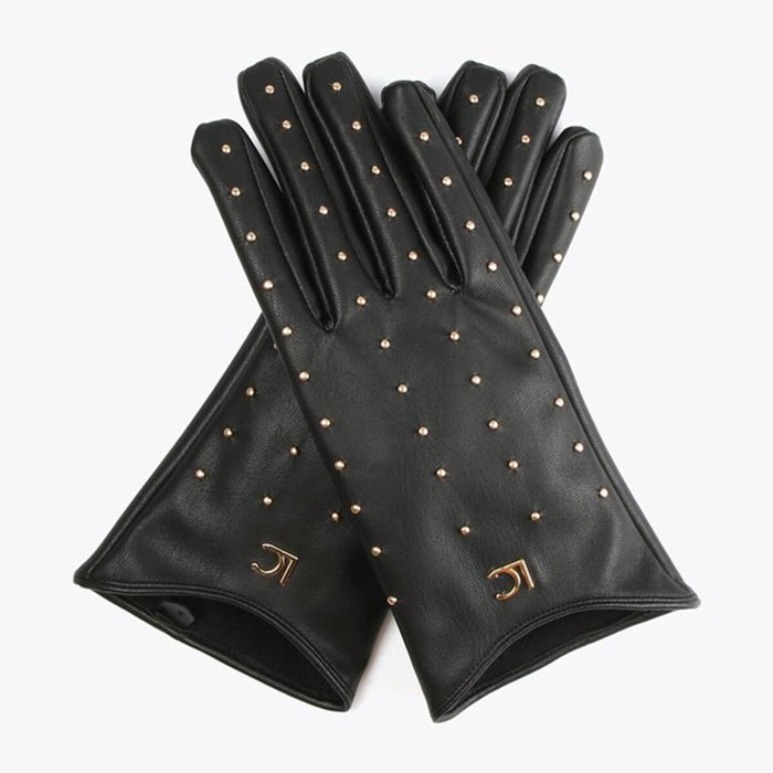 Guanto effetto pelle con borchie