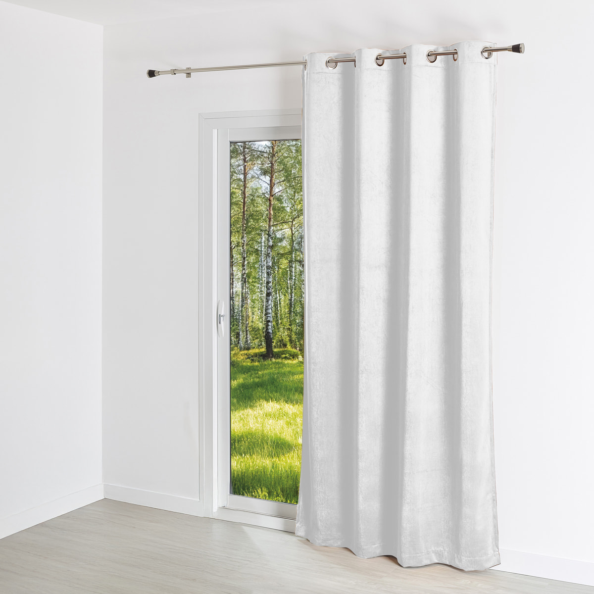 Rideau uni en suédine  - Effet daim et velours - Blanc