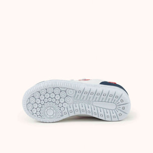 MUNICH G-3 KID VCO 457 Zapatillas Infantiles de Fútbol Sala en Color Blanco con Detalles Rojos y Marinos con Triple Velcro