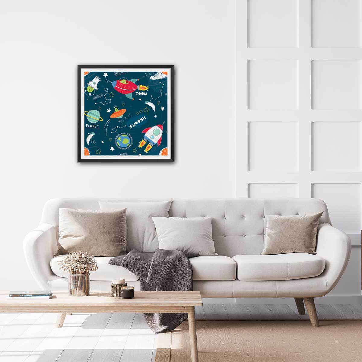 Affiche enfant happy cosmos Affiche sous cadre noir