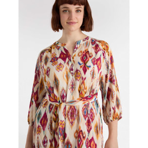 Fiorella Rubino - Vestido largo con estampado ikat - Beige