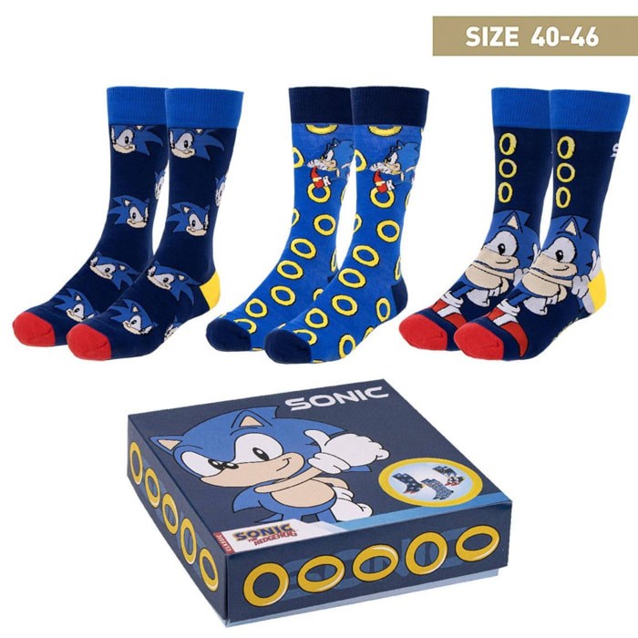 Pack de 3 calcetines diseño sonic