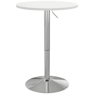 Table de bar ronde Ø 60 cm table bistro chic hauteur réglable 69-91 cm acier chromé blanc