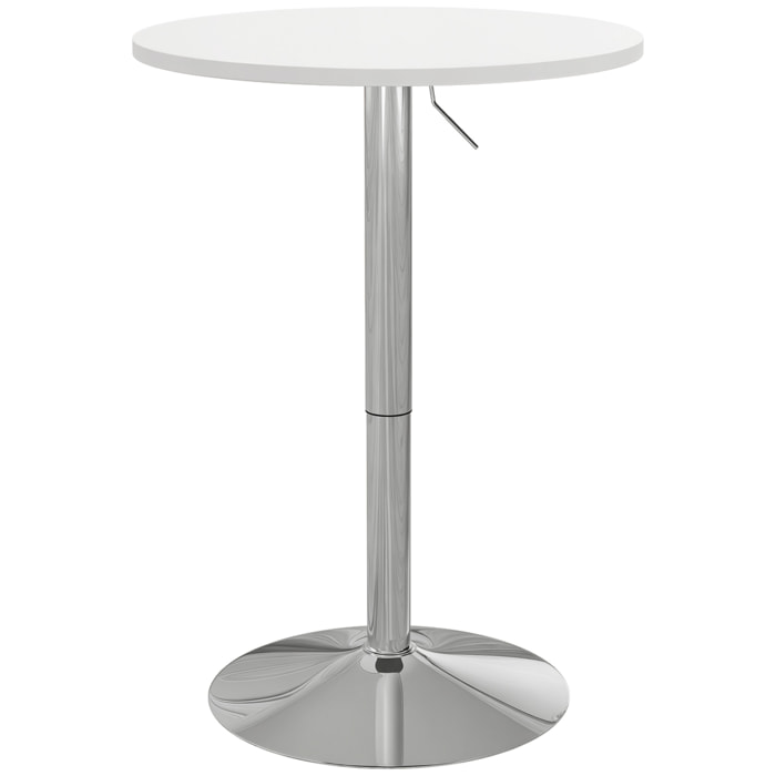 Table de bar ronde Ø 60 cm table bistro chic hauteur réglable 69-91 cm acier chromé blanc