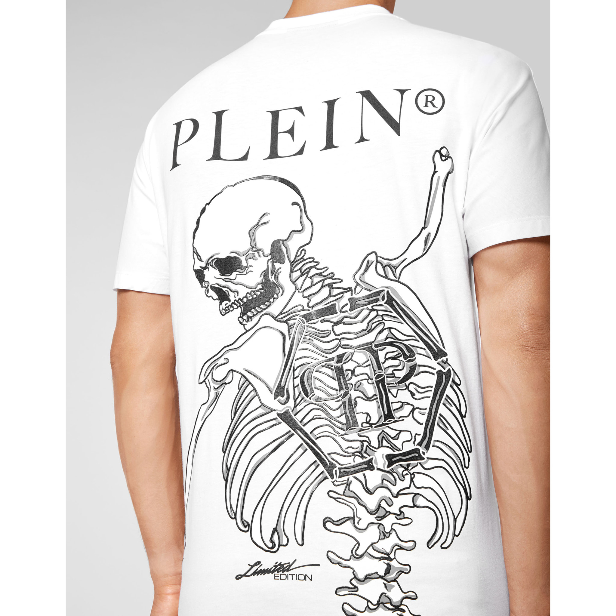 PHILIPP PLEIN Camiseta de cuello redondo y manga corta SKELETON