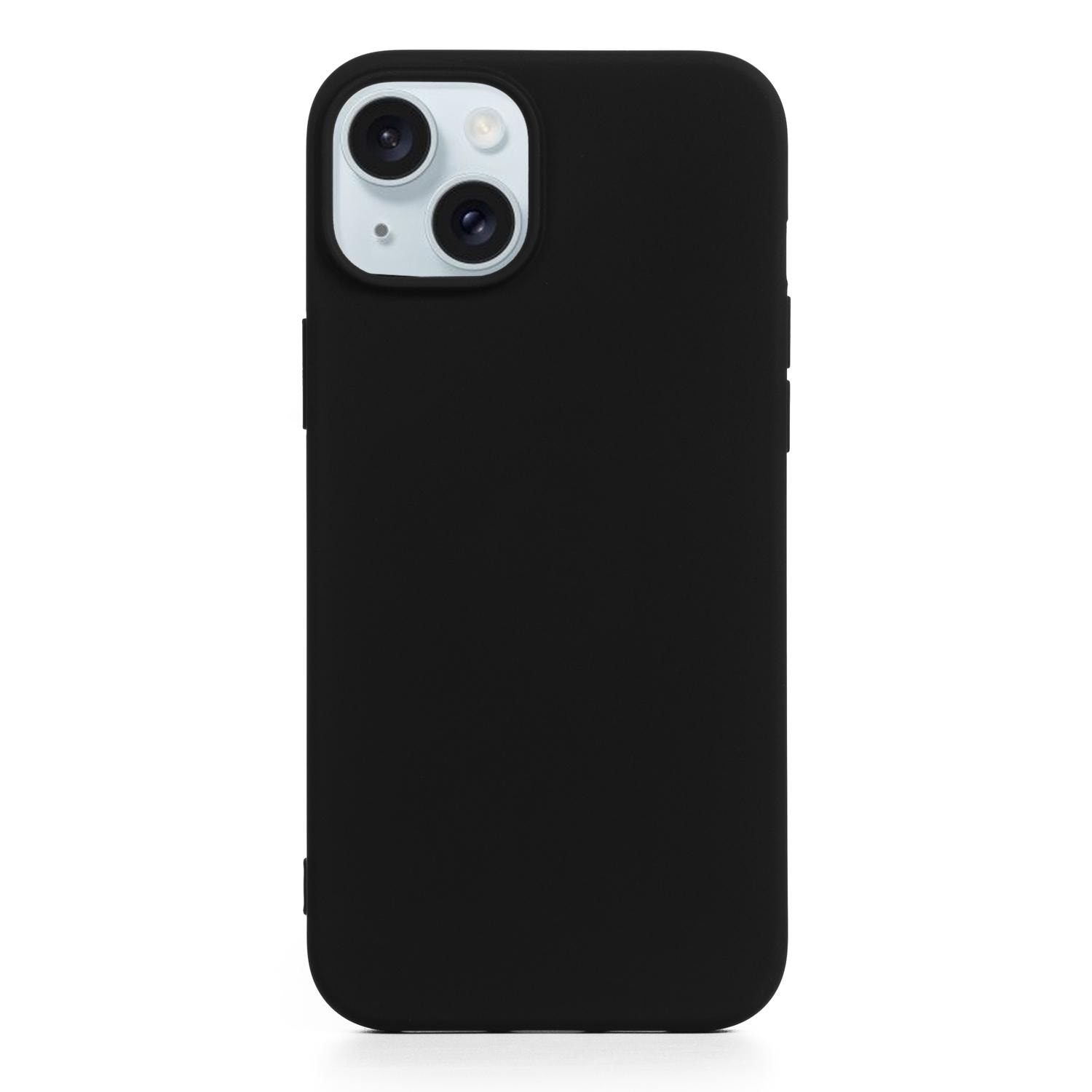 DAM Custodia in silicone Essential per iPhone 15. Interno morbido e vellutato. 7,44x1,06x15,04 cm. Colore nero