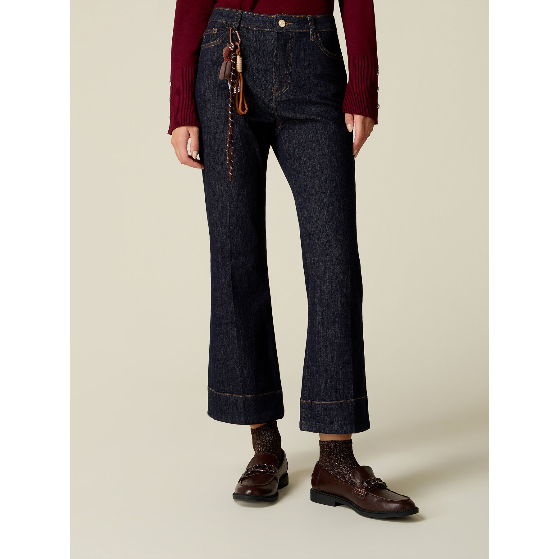 Oltre - Jeans flare rise con charm - Blu