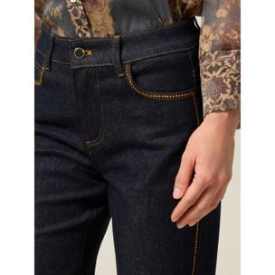 Oltre - Jeans palazzo con strass - Blu