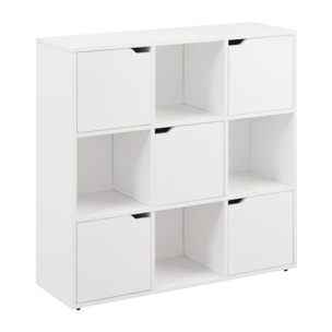 Mobile libreria moderna 9 cubi con 5 ante bianca - Ubli