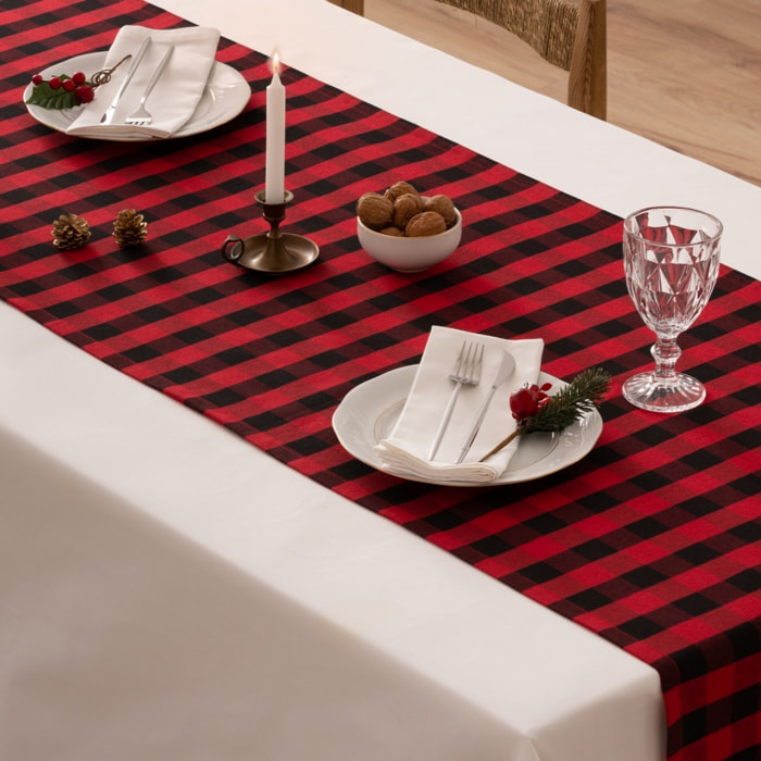 Camino de mesa XENIA ROJO-NEGRO