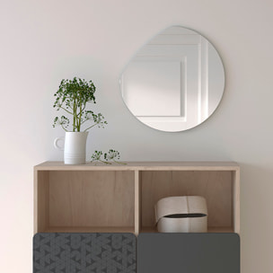 Espejo redondo Lune aglomerado grafito ø50cm