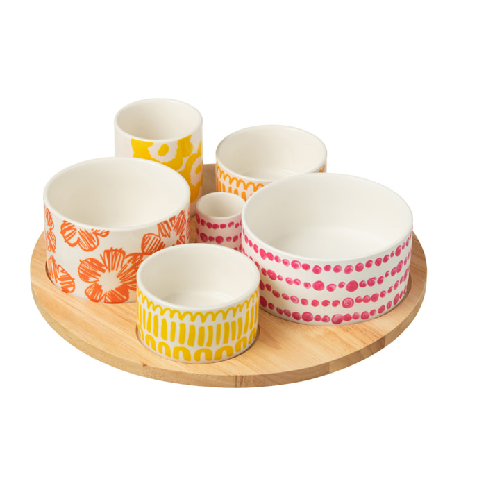 J-Line plat Apero + plateau 6 pièces - bambou/céramique - mix