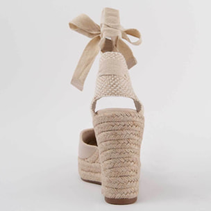 Alpargata De Cuña - Beige - Altura: 10 Cm