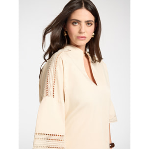 Elena Mirò - Camicia misto cotone con inserti pizzo - Beige