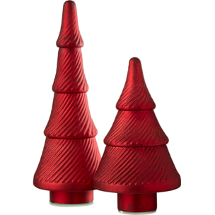J-Line décoration sapin de Noël Oxydé Cotelé - verre - rouge - large