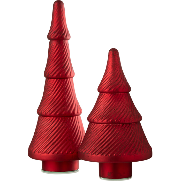 J-Line décoration sapin de Noël Oxydé Cotelé - verre - rouge - large