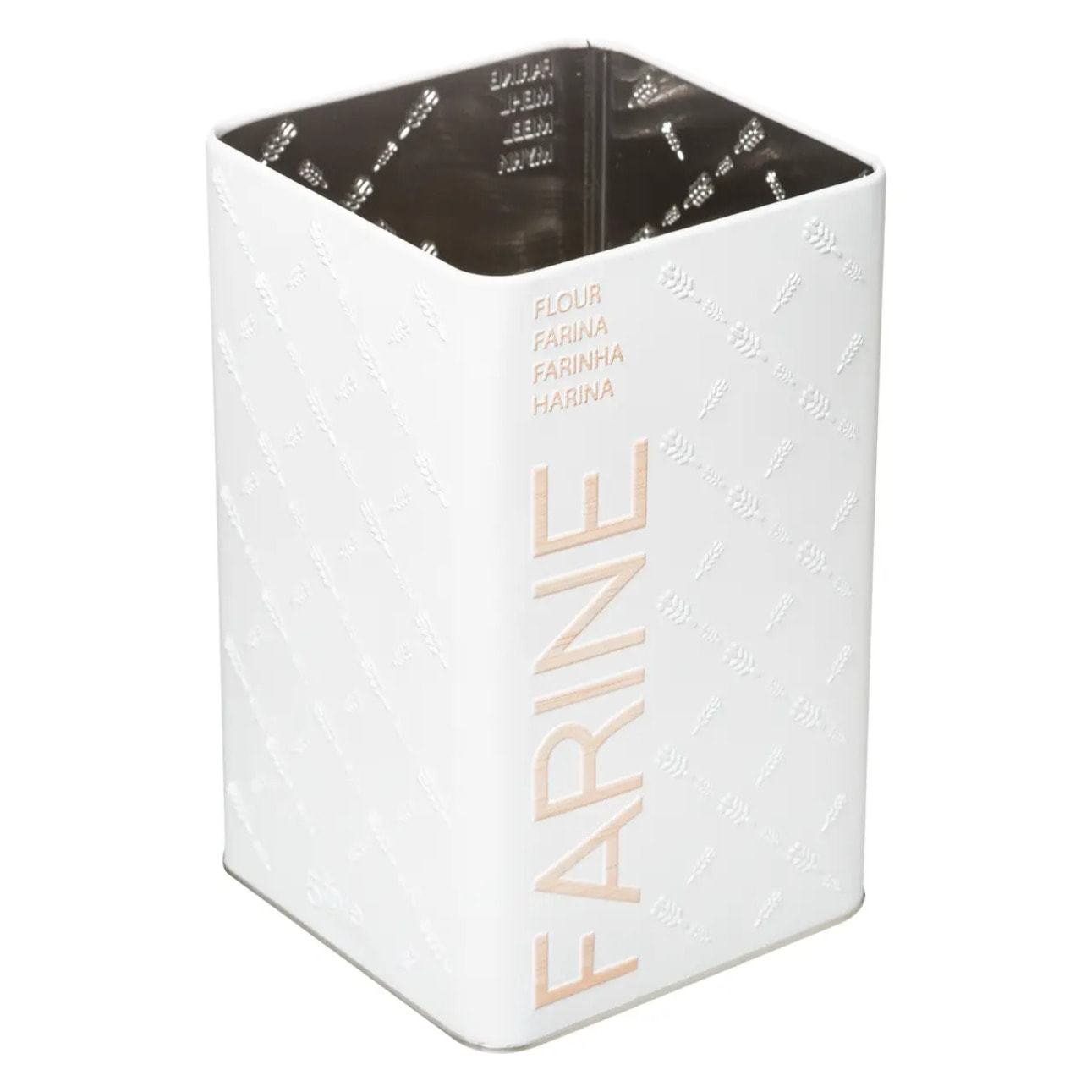 Boîte à farine 1kg métal Blanc Scandi Nature