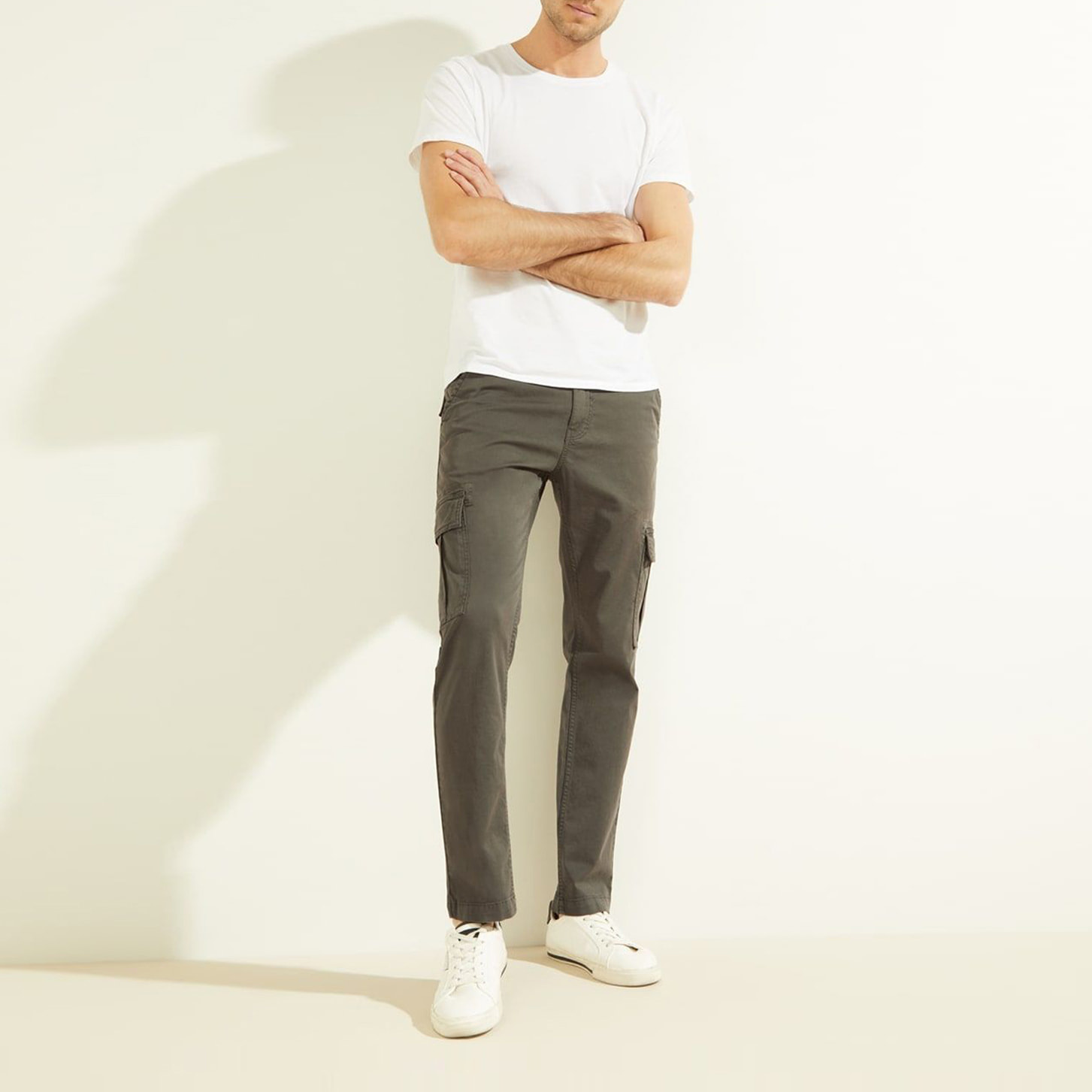 Pantalon - inspiration cargo - coton - gris foncé