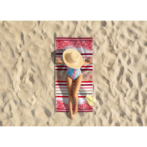 Telo Mare Spugna Jacquard Spiaggia Disegno Queensland