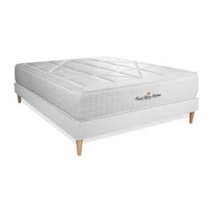 Ensemble matelas ressorts ensachés + mémoire de forme maxi épaisseur Windsor sommier KIT blanc + Sommier tapissier en kit cm d'épaisseur - Matelas à Ressorts ensachés et mémoire de forme de 26cm d'épaisseur