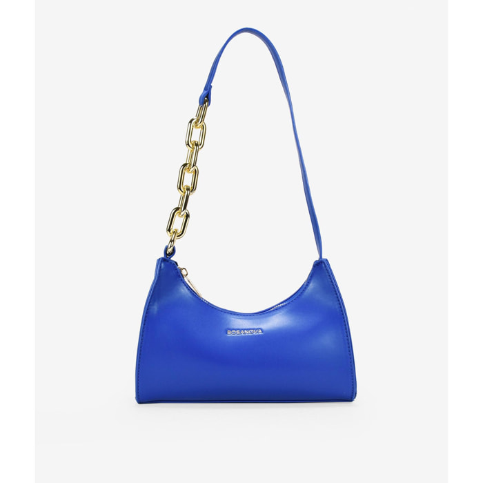 Bolso de hombro azul con cadena