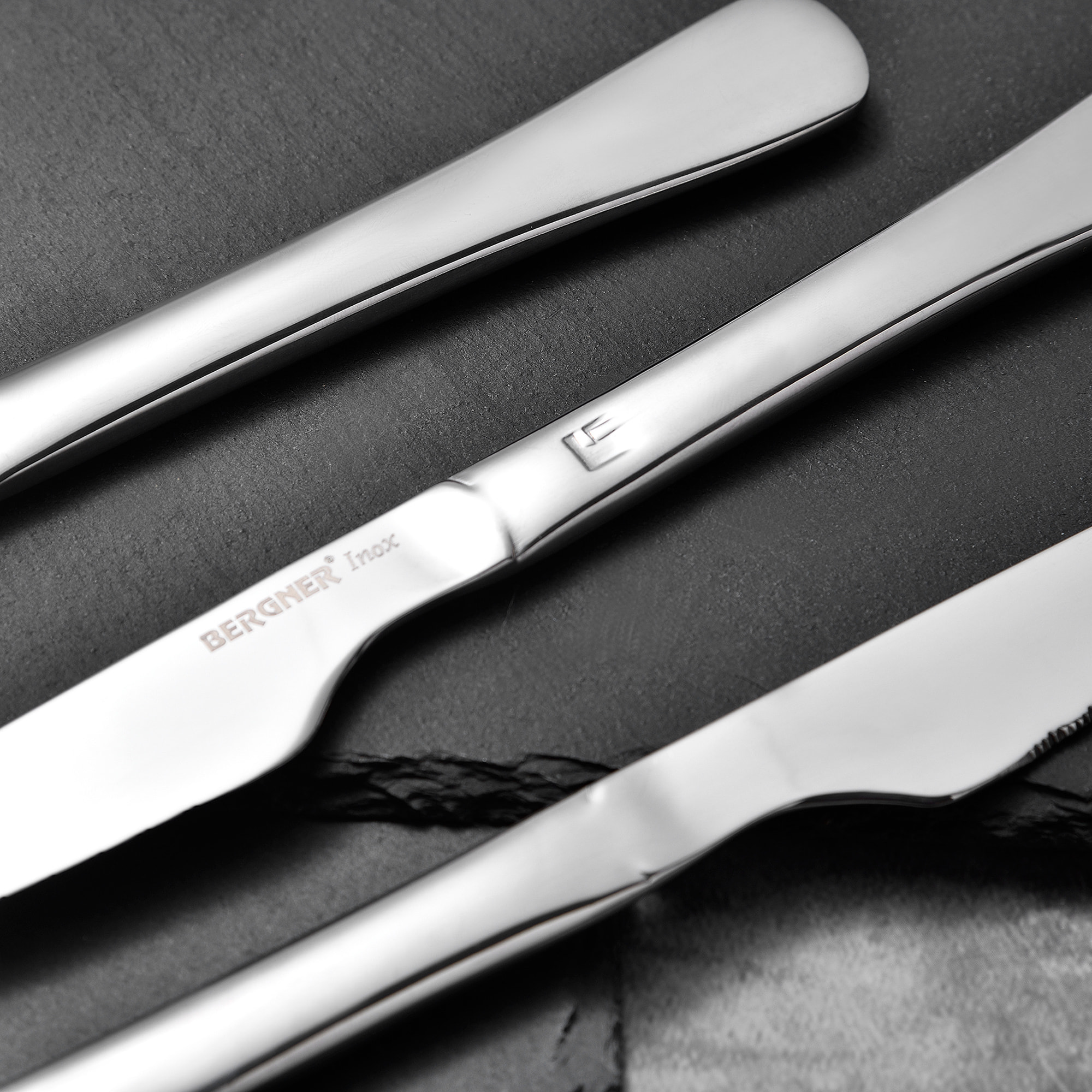 Set 6 cuchillos chuleteros color plata Bergner coleccion Munich