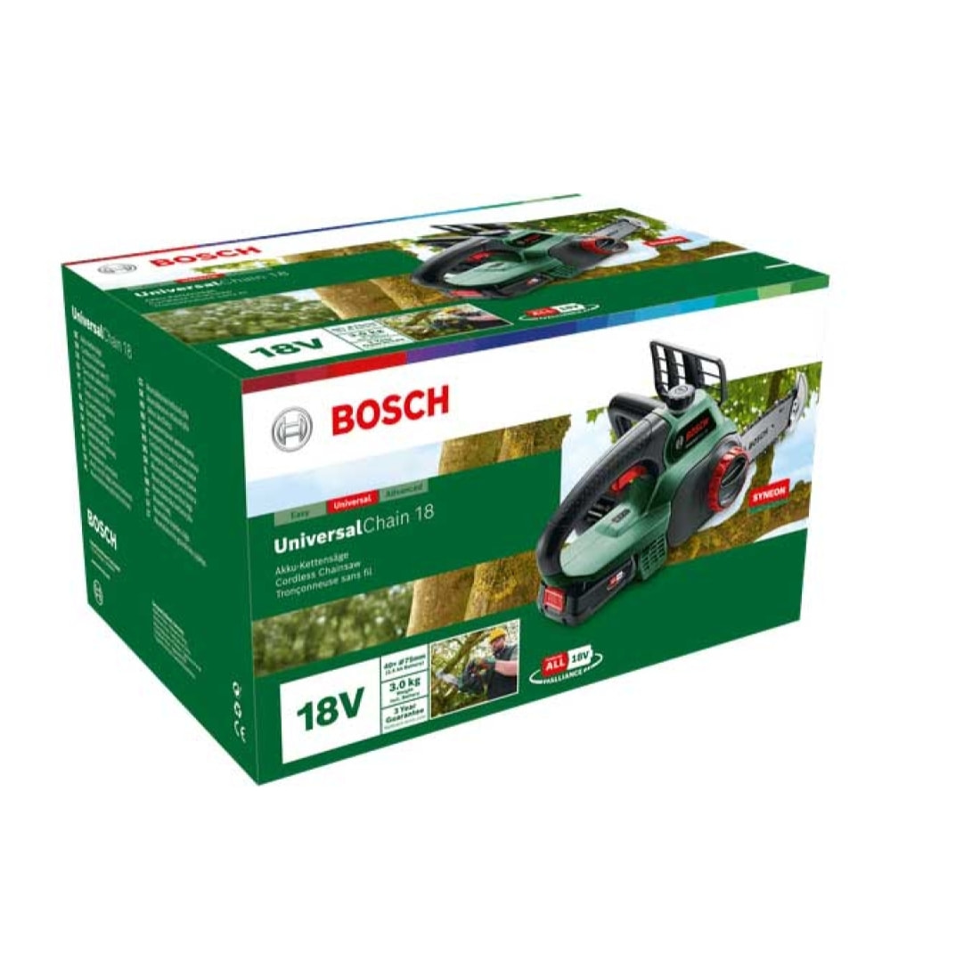 Tronçonneuse à chaîne BOSCH Universal Chain 18 + 1 batterie 2,5 Ah + chargeur- 06008B8000